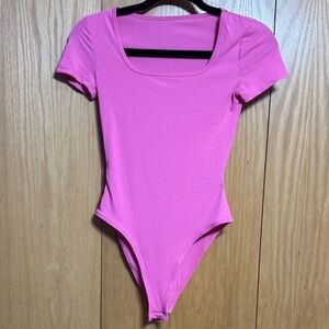 SHEIN Petite Pink Ribbed Bodysuit